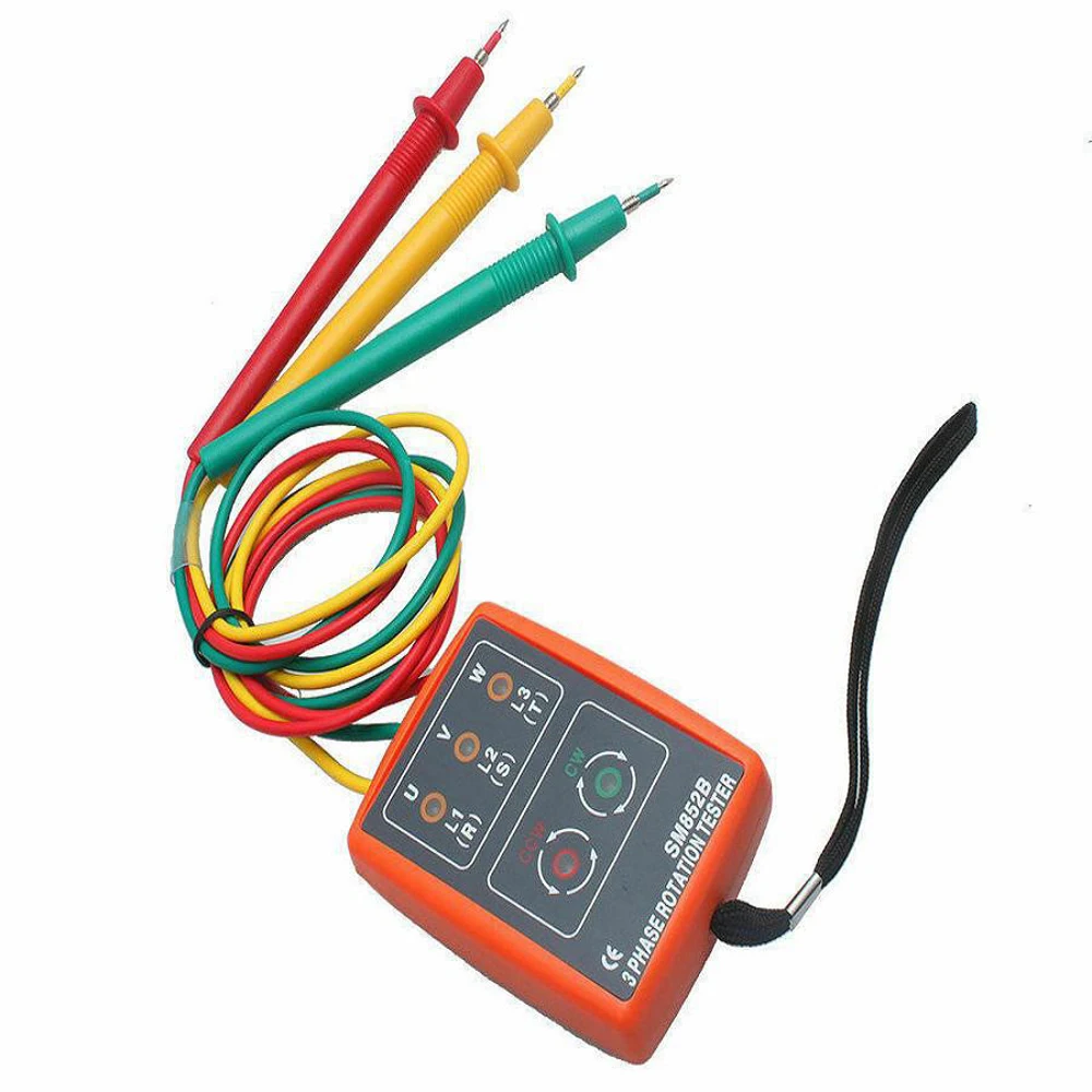 SM852B 3 상 회전 테스터 디지털 위상 표시기 감지기 LED 부저 위상 시퀀스 측정기 전압 테스터 60V  600V AC