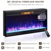 Fireplace TV Stand for 80 Inch TV, Farmhouse Entertainment Center w/LED Lights & 36" Electric Fireplace, Large Media Console 4