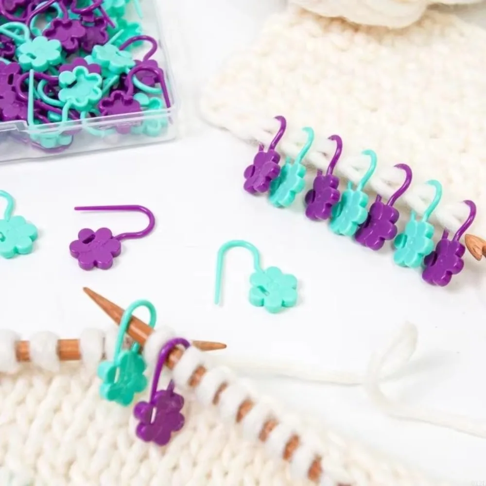 DIY Craft Marker Tools Flower Locking Stitching Marker Clip Colorful Locking Ring Big Eye Sewing Needle Metal 100Pcs
