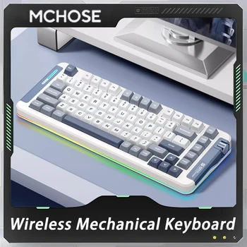 MCHOSE X75 키보드 다기능 노브, 3 가지 모드, 핫 스왑 게이밍 기계식 키보드 가스켓, RGB 라이트 바, PC 게이머 맥 선물