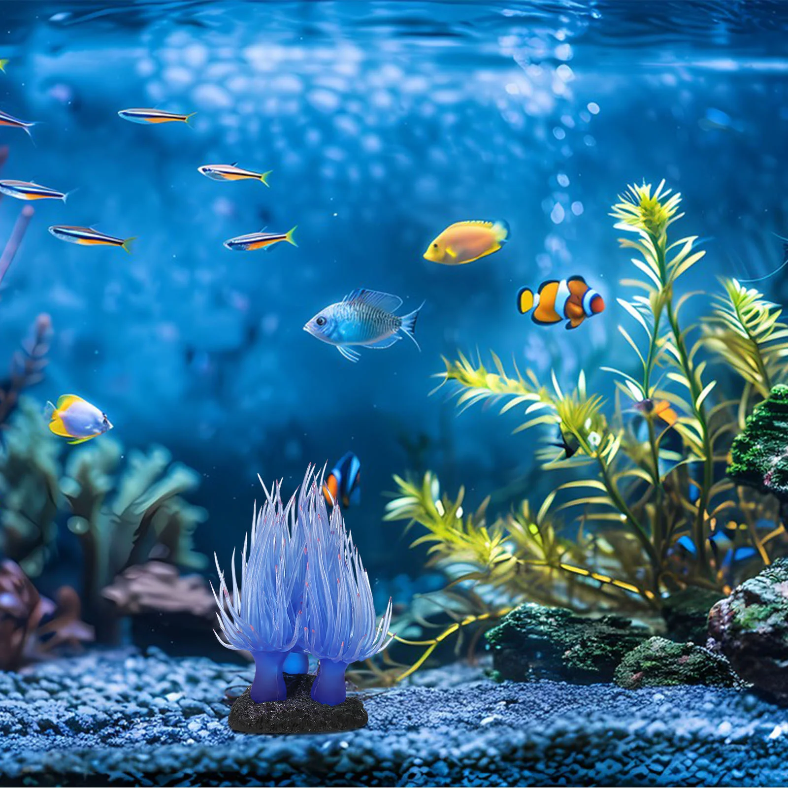 Flexible Artificial Coral Soft Decor Fish Tank Aquarium Water Landscape Accessories Pet Products Non Toxic Sea Anemone Base