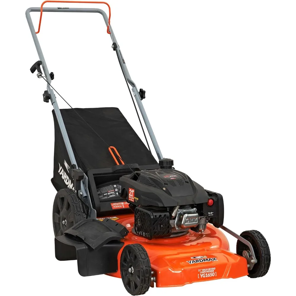 21 in. 170cc 3-in-1 Gas Walk Behind Push Lawn Mower High Rear Wheels Gas Lawn Mower