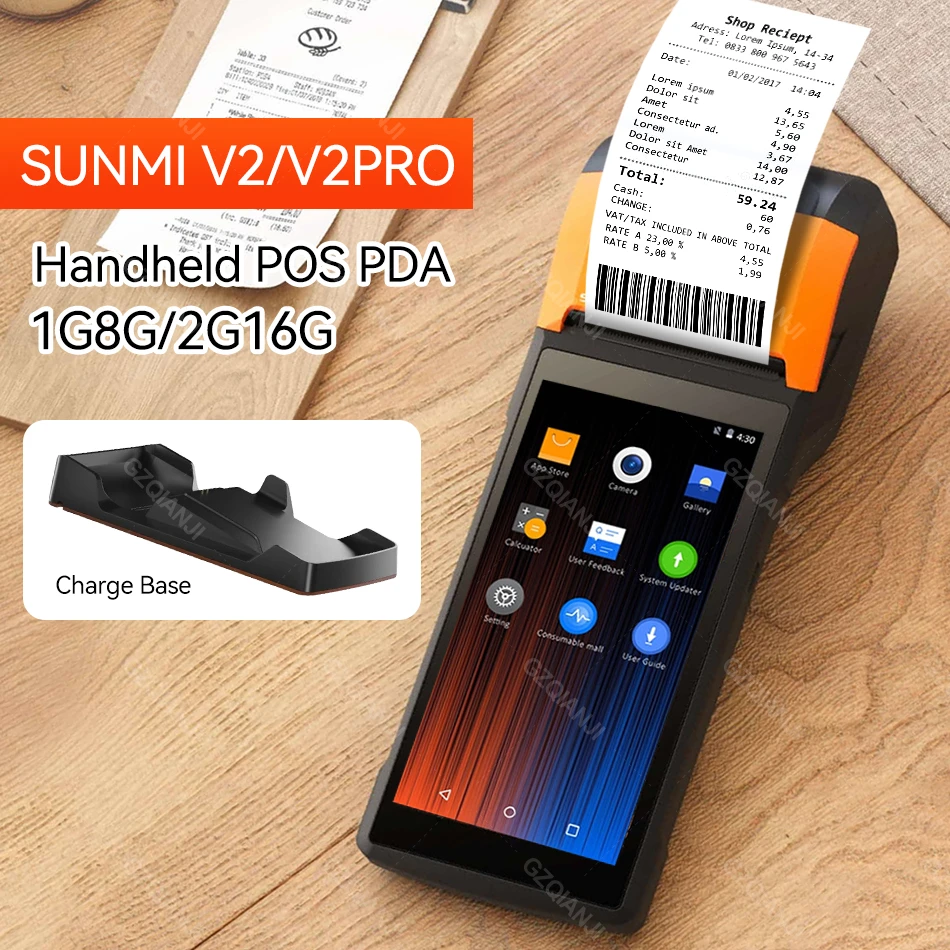 Sunmi V2 V2 pro 4G Wifi Mobile Handheld POS System 58mm Thermal Bluetooth Printer Android PDA Distribution Receipt Bill Printer pocket sticker printer