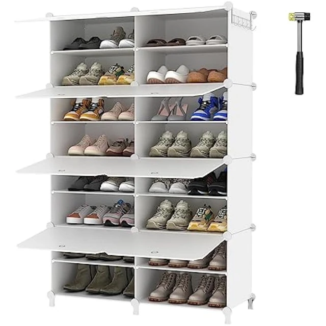 Home-Complete Shoe Rack with 2 Shelves Two Tiers for 12 Pairs For Bedroom,  Entryway, Hallway, and Closet- Space Saving Storage