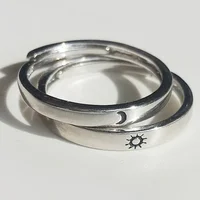 Sun Moon Couple Rings Set Open Adjustable Ring Eachother Lovers Minimalist ring gift Engagement Wedding Rings Bride Jewlery 1