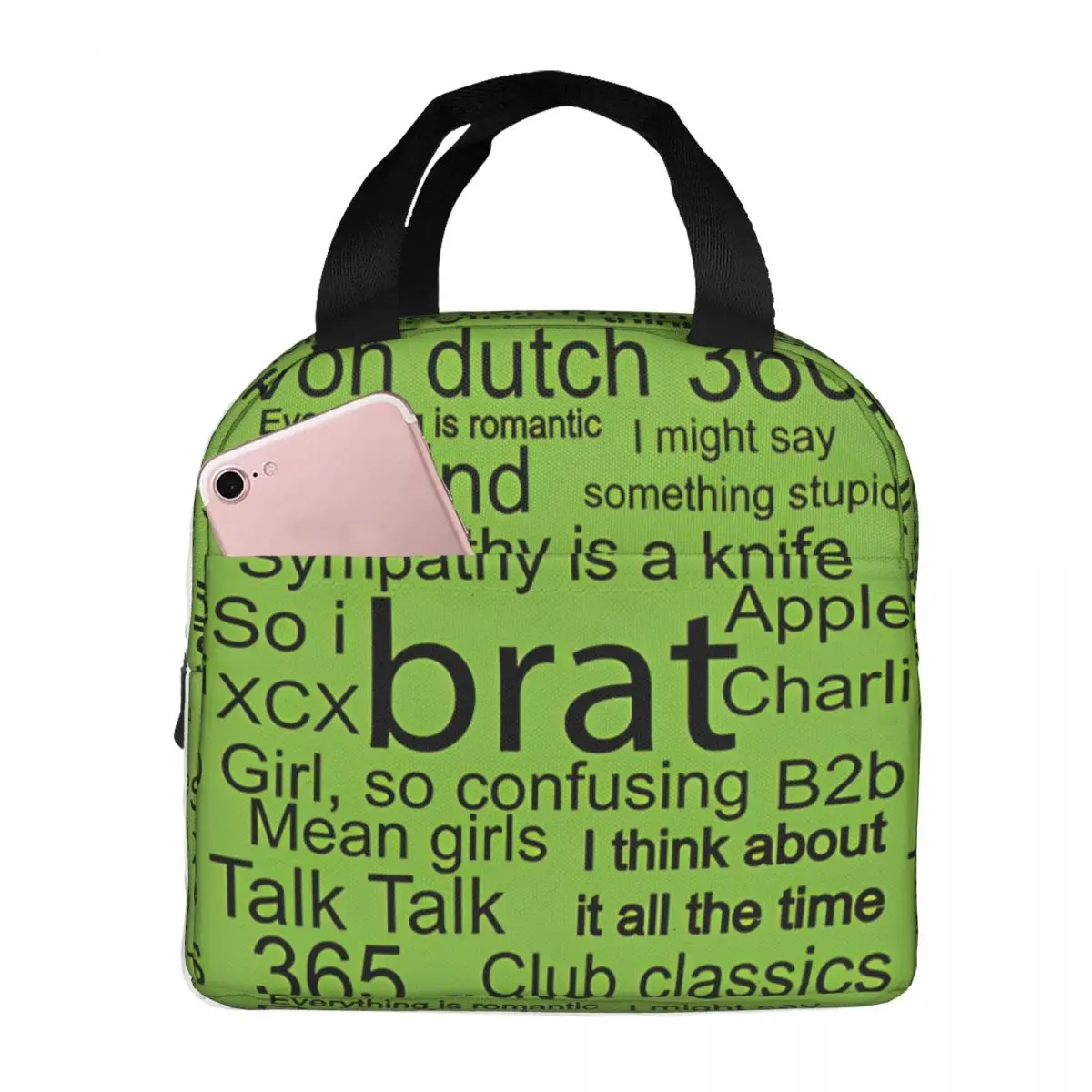 Brat Music Insulated Lunch Bags Thermal Bag Lunch Container English Singer Charli Xcx Tote Box Bento Pouch School Travel