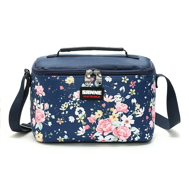 

SANNE 5L Thermal Portable Cooler Bag Thickened Lunch Box Square Insulated Ice Pack with Floral Pattern Waterproof Bento Bag