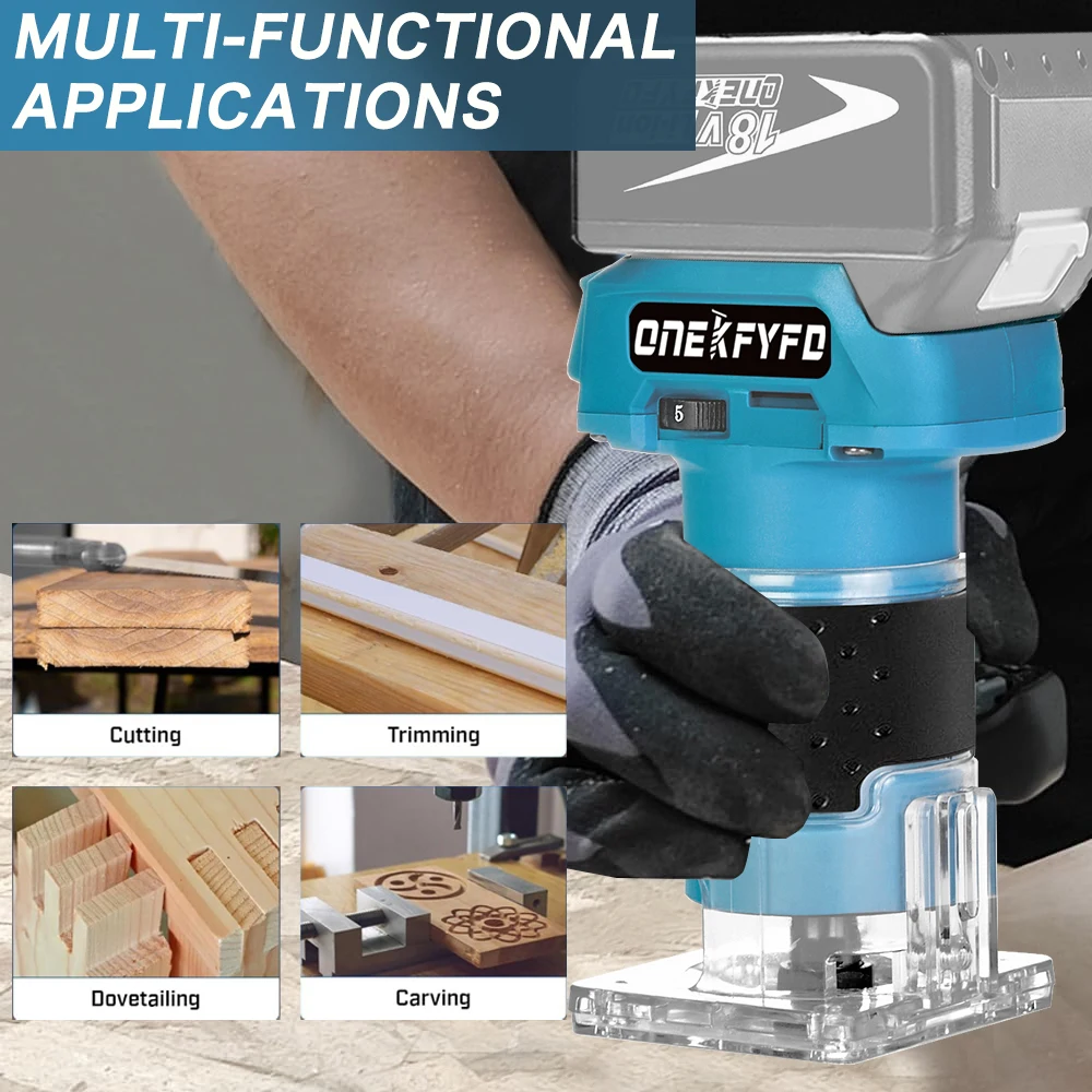 Brushless Electric Trimmer Router for Makita 18V 5 Speed Adjustable Woodworking Electric Trimming Engraving Machine Wood Router wood router,woodworking tools