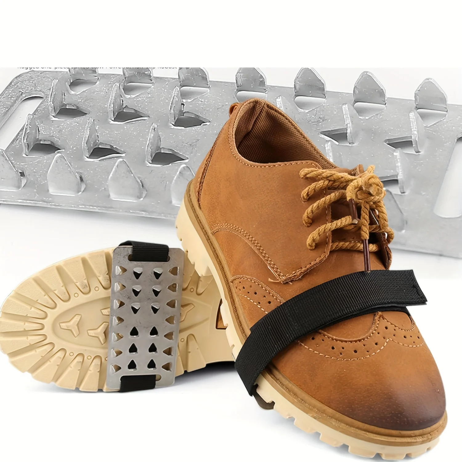 2pcs Adjustable Stainless Steel Snow Claw Ice Grippers with System - Heavy-Duty Winter Climbing, Walking, Driving Grips