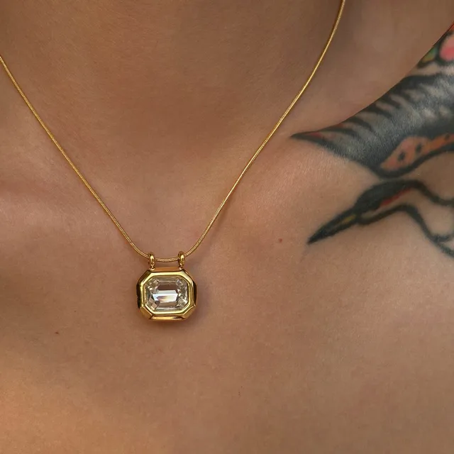 Women's Dainty Geometric CZ Stone Necklace