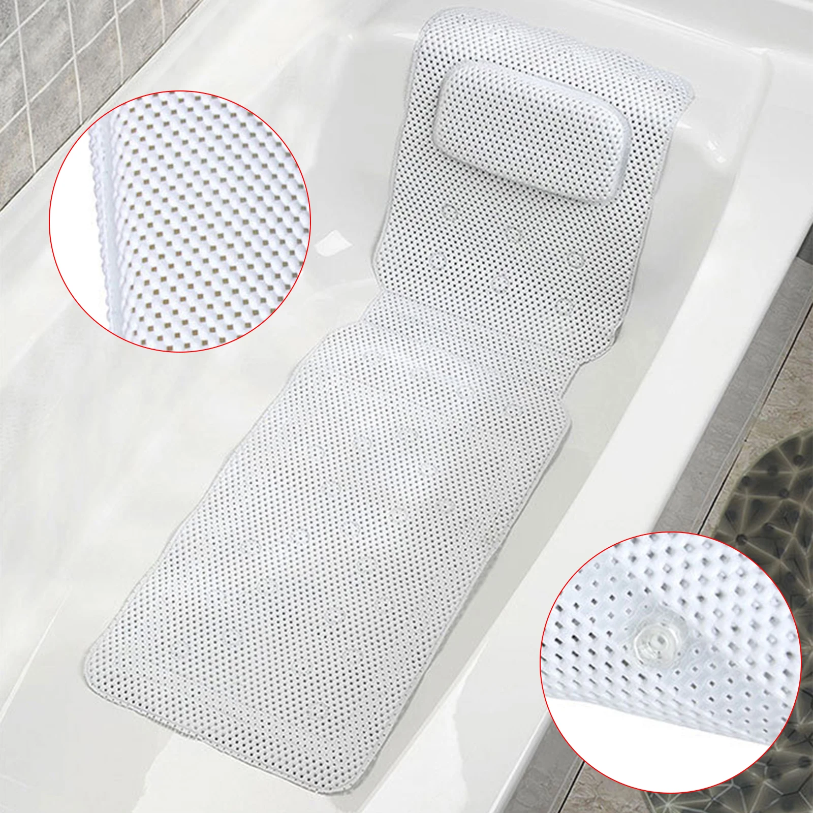 Full Body Bath Pillow Cushion Tub Spa Bathtub Bethroom Pillow Non Slip Mat Pad