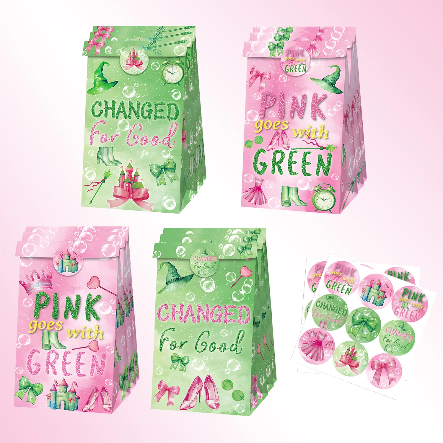 Marspark 18 Pcs Pink And Green AIS1 Birthday Party Bags With...