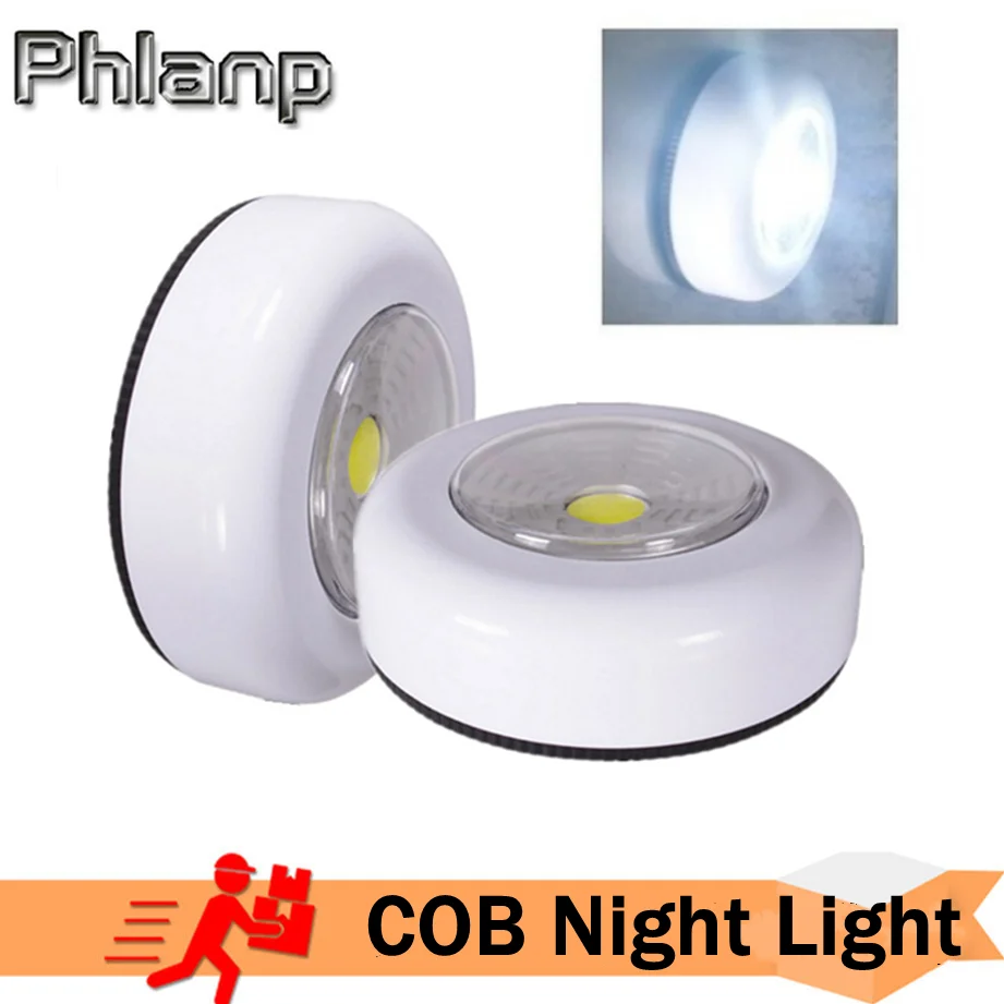 Phlanp COB LED Under Cabinet Light With Adhesive Sticker Wireless Wall Lamp Wardrobe Cupboard Drawer Closet Bedroom Night Light