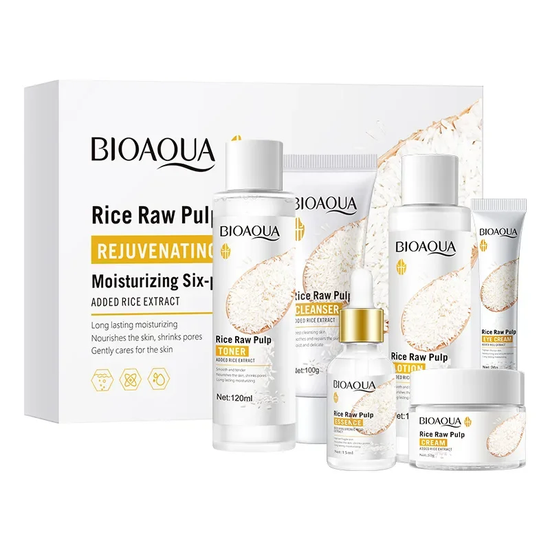 

6pcs Rice Puree Facial Skin Care Set Moisturizing Brightening Anti-Wrinkle Beauty Health Skin Care With Box Korean Cosmetics