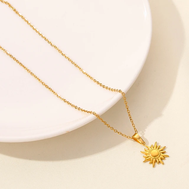 Classic Sun Moon Star Pendant Necklace Link Chain On The Neck Decor Stainless Steel Necklaces For Women Men Accessories Jewelry 2