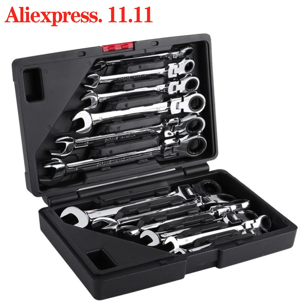 Flexible Ratchet Wrench.Spanner Nut Tool Head Ratchet Metric Spanner Key Set.Car Repair Tools Open Key Wrench.