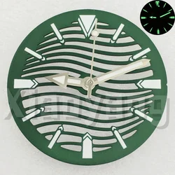 Black Blue Silver Green 29mm Skeleton Watch Dial With Silver Hands and C3 Green Luminous Accents (Green set)