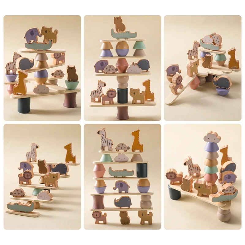 Creative Loose Parts Toys Baby Wooden Constructor Set Montessori Toys for Children Nordic Sensory Toy Waldorf Baby Gifts