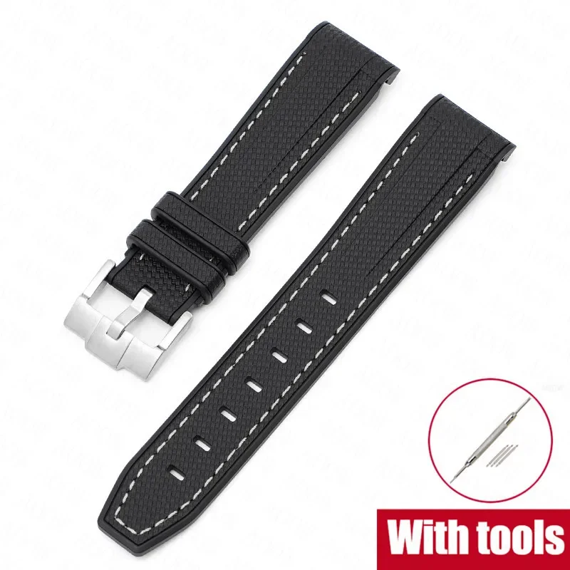 Enhanced Silicone Rubber Watch Band with Curved End - 20mm Diving Wrist Bracelet