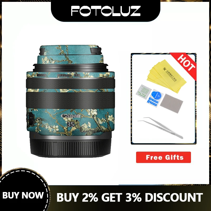 Rf35F1.8 Pelle Dell'Obiettivo Pelle Dell'Involucro Della Fotocamera Canon Rf 35Mm F/1.8 Macro Is Stm Custodia Per Adesivo Antigraffio Per Fotocamera C