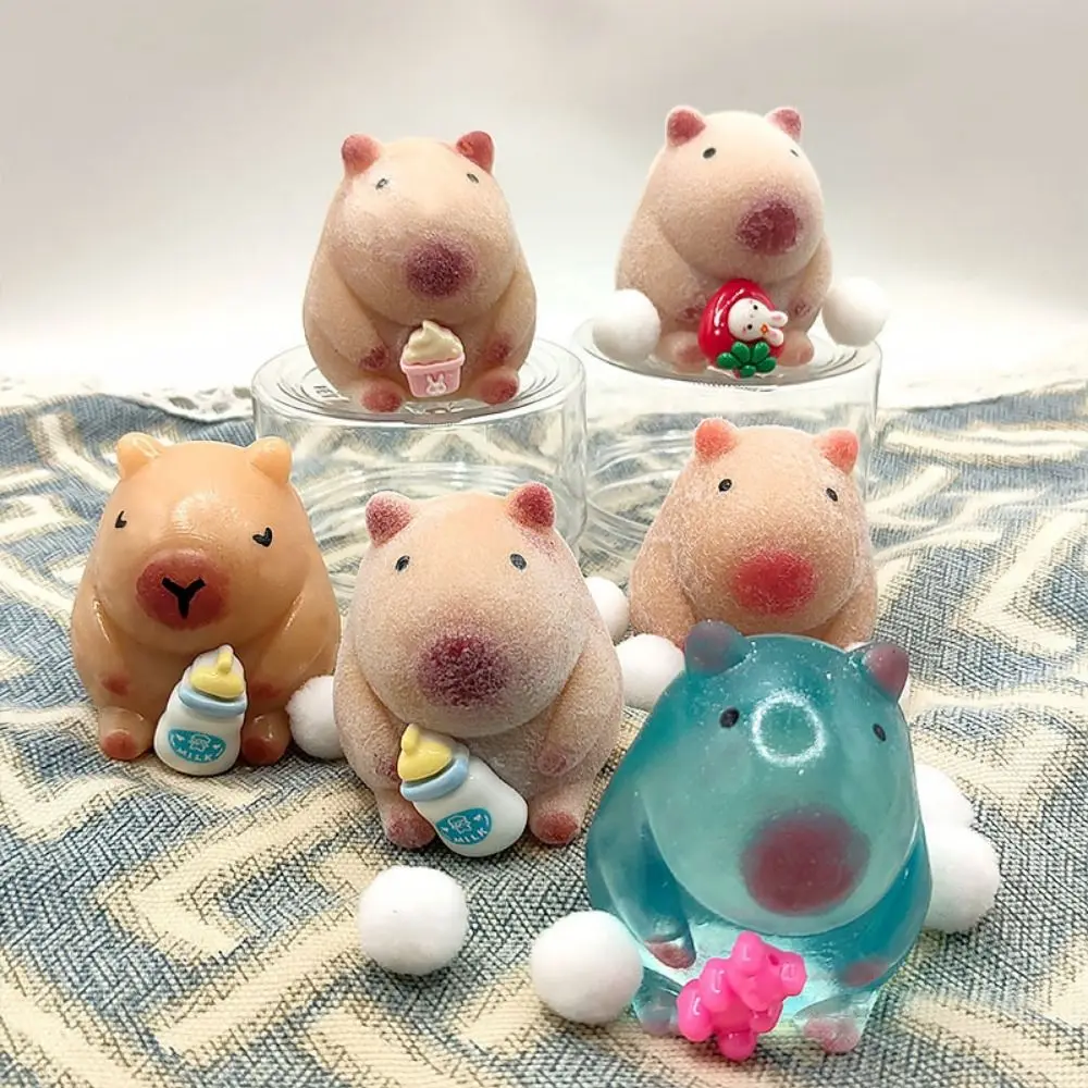 Random 1PC Pink White Capybara Squeezing Toys Squishy Toys Capybara Stress Relief Toys Pinch Stretch Decompress Stress Toys 4