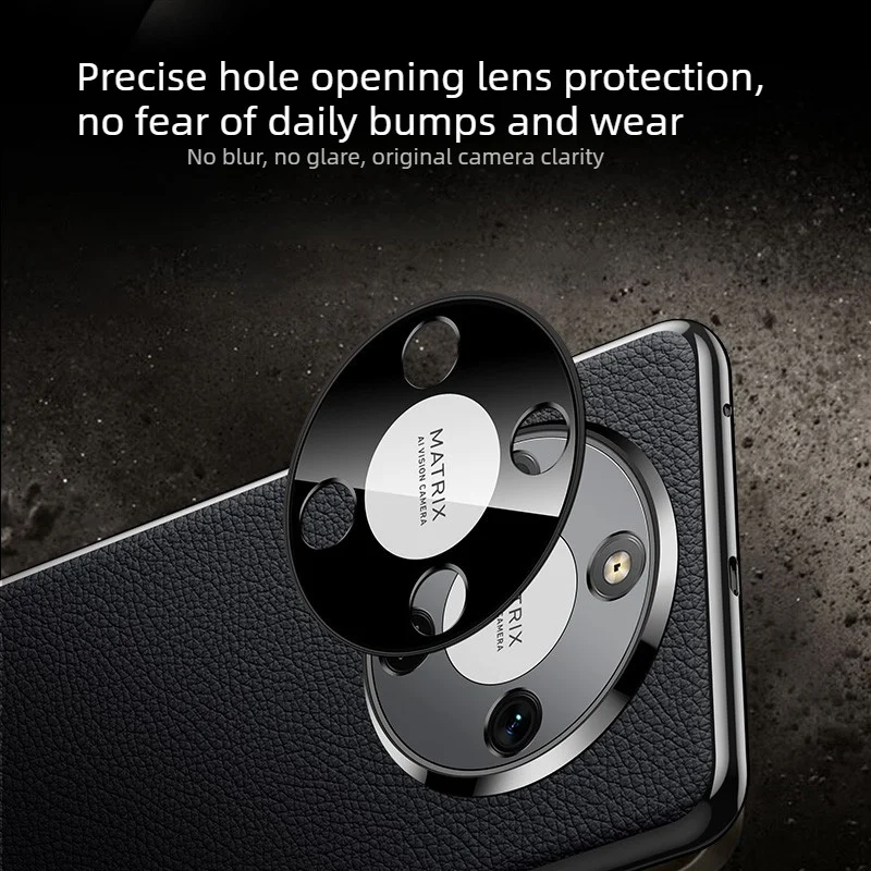 Enhanced Product Title: Premium Genuine Leather Case with Lichee Pattern and Lens Protection