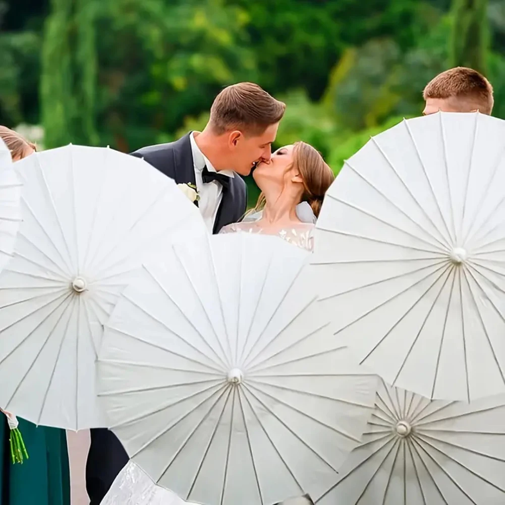 Oiled Paper Umbrella Photography Props DIY White Umbrella Decorative Chinese Parasol for Wedding Party Decor