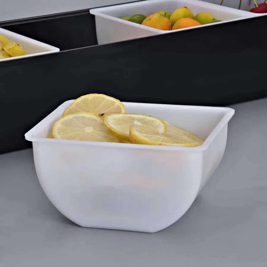 6-Fach Gewürzbox mit 200ml Seitenbehältern, Zutatenbehälter aus Edelstahl, Obstbox, Aufbewahrung mit 6 Einsätzen, Zutatenbox – Detail 2