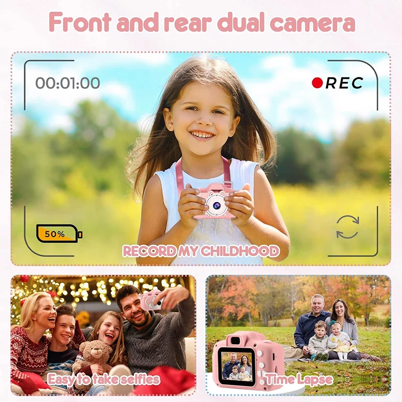 Kids Camera Toys 2000W Pixel HD Digital Video Camera Mini SLR Selfie Toy Game Educational For Children Christmas Birthday Gifts