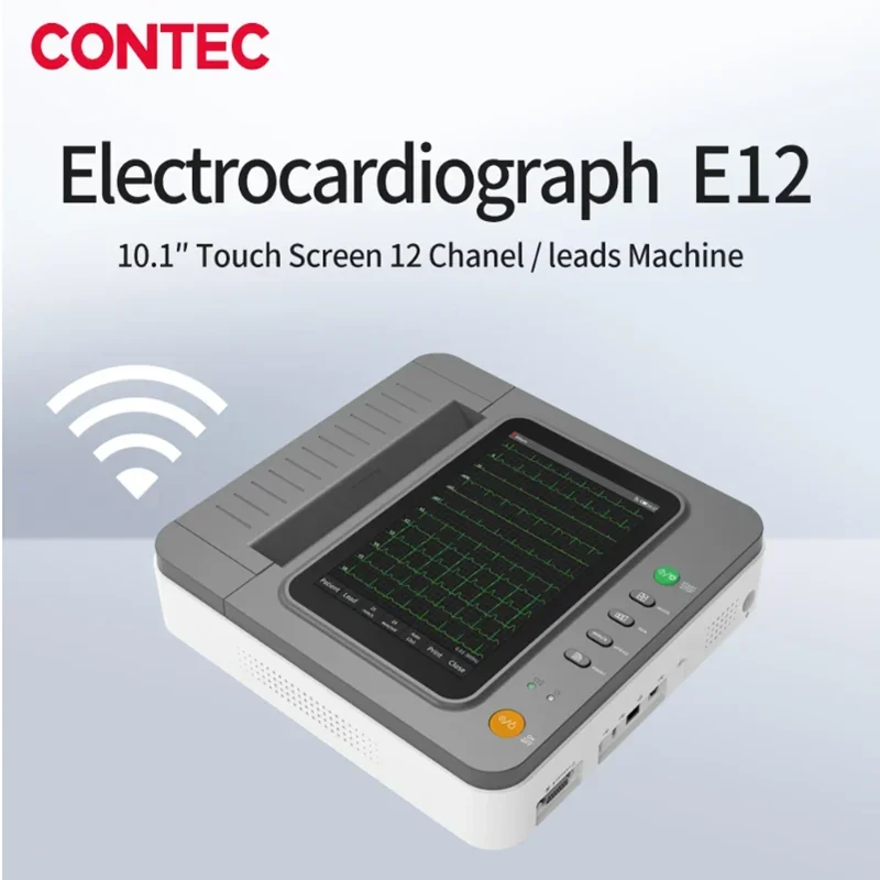 CONTEC Digital 12 Channel/Lead EKG+PC Sync software Color HD Display Touch Screen E12 Electrocardiograph ECG Machine