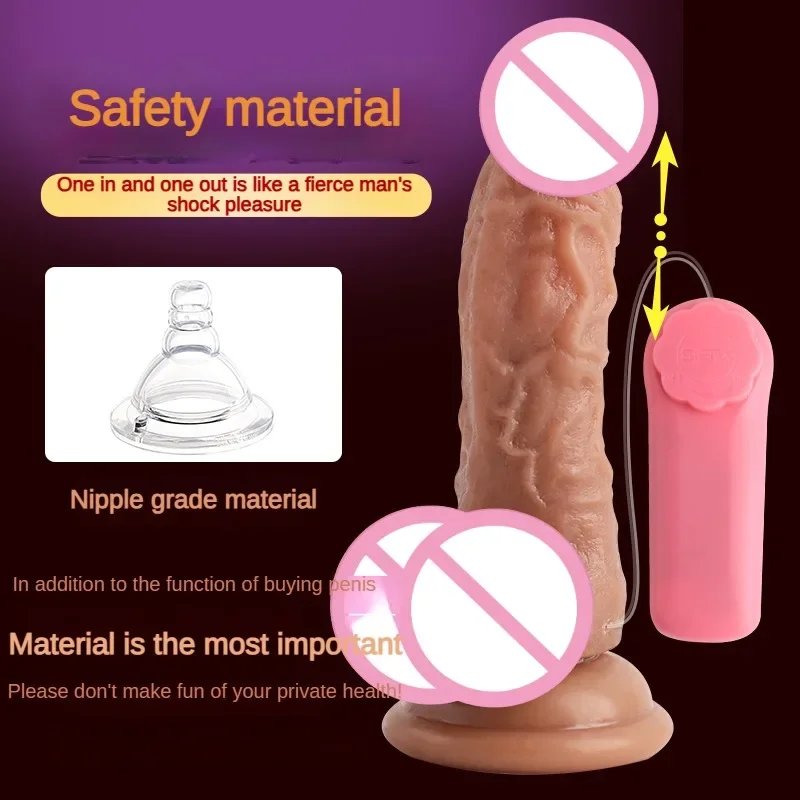 Large false penis vibrator Electric penile artificial telescopic swing Silicone false penis remote control vibrator
