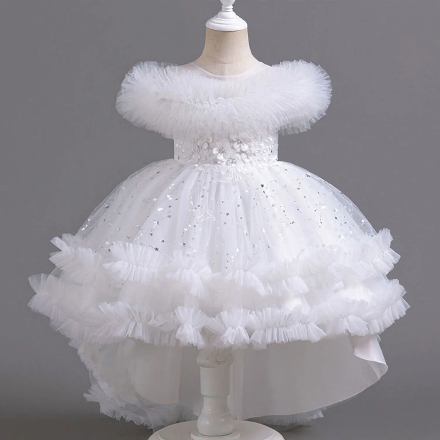 Shiny Toddler Little Girls Ruffled High-Low Wedding Flower Girl Birthday Party Graduation Ceremony Pageant Holiday Easter Dress 6