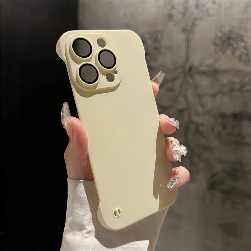 thumbnail image 1 of Ultra-thin Frameless Matte PP Case For iPhone 15 14 13 12 11 Pro Max Plus Luxury Camera Protection Glass Slim Cooling Back Cover, 1 of 5