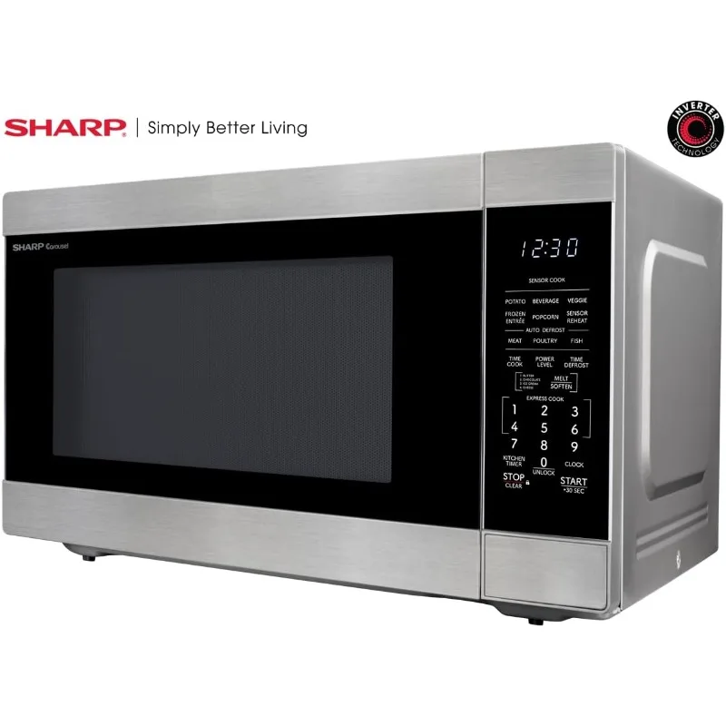 Microwave Oven with Removable 16.5" Turntable, Cubic Feet, 1200W Countertop Microwave, 2.2 Cubic Feet, Stainless Steel 6