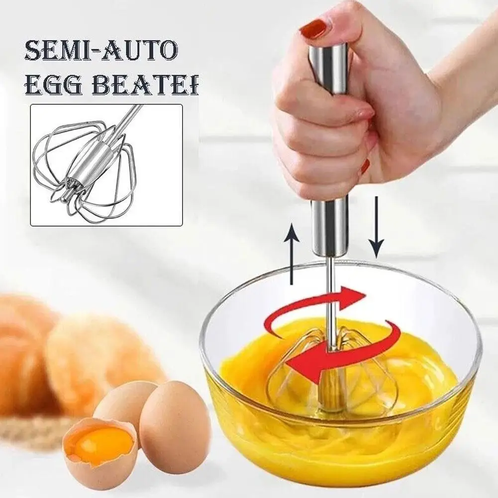 

Stainless Egg Beater Semi-Automatic Egg Tools Egg Stiring Cream Whisk Manual Mixer Household Kitchen Baking Accessories