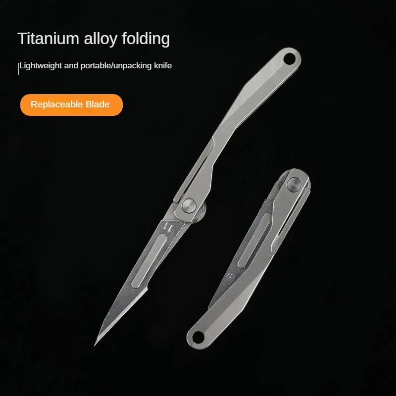 

1PC Titanium Folding Surgical Knife Outdoor Portable Folding Knife Beauty Carving Knife Removable Blade NO Blade EDC Tools