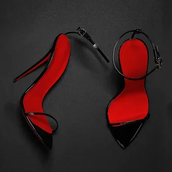 European Station 12cm pointed buckle strap thin strap sexy super high heels sandals size 35-46 thin heel fashion shoes 2