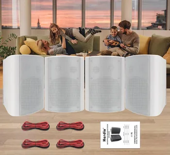 Herdio 5.25'' 600W 4PCS Passive Indoor Outdoor Speakers Wired Waterproof Wall Mount Speakers With Loud Volume Perfect For Patio 1