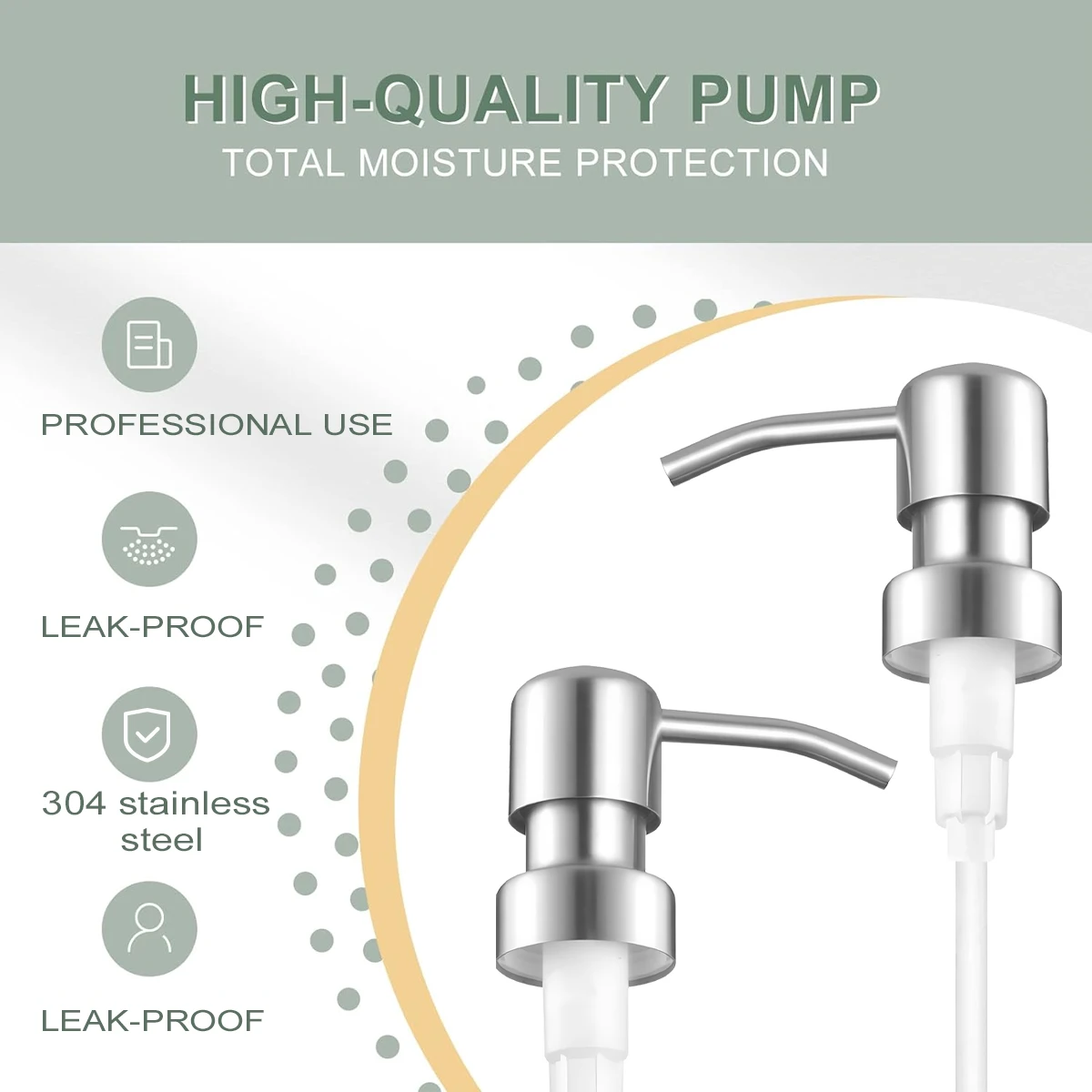 Leeseph Soap Dispenser Pump Head, 304 Stainless Steel Brushed Finish Pump Head 2.5cm Neck Size, Replacement for Kitchen Bathroom 4