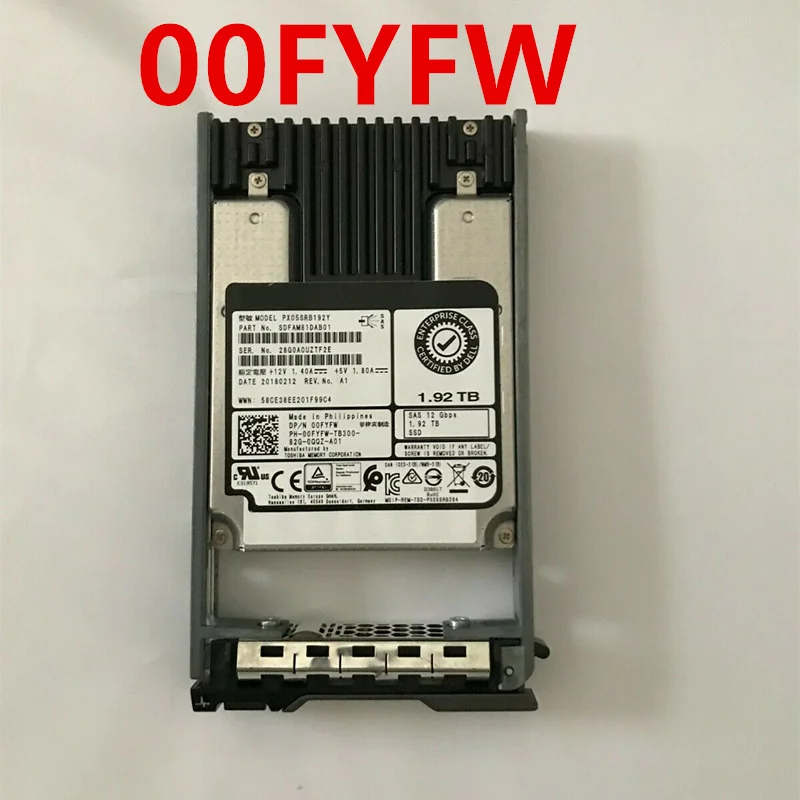 Dell R740 95% 테라바이트 1.92 &SAS 용 2.5 새 원본 하드 디스크, 00FYFW 0FYFW 용