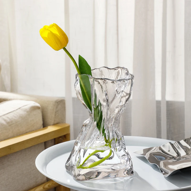 

Glass Wedding Vase Of Flower Terrarium Tall Modern Vase Vertiplant Transparent Design Novelty Decoration Salon Office Decoration
