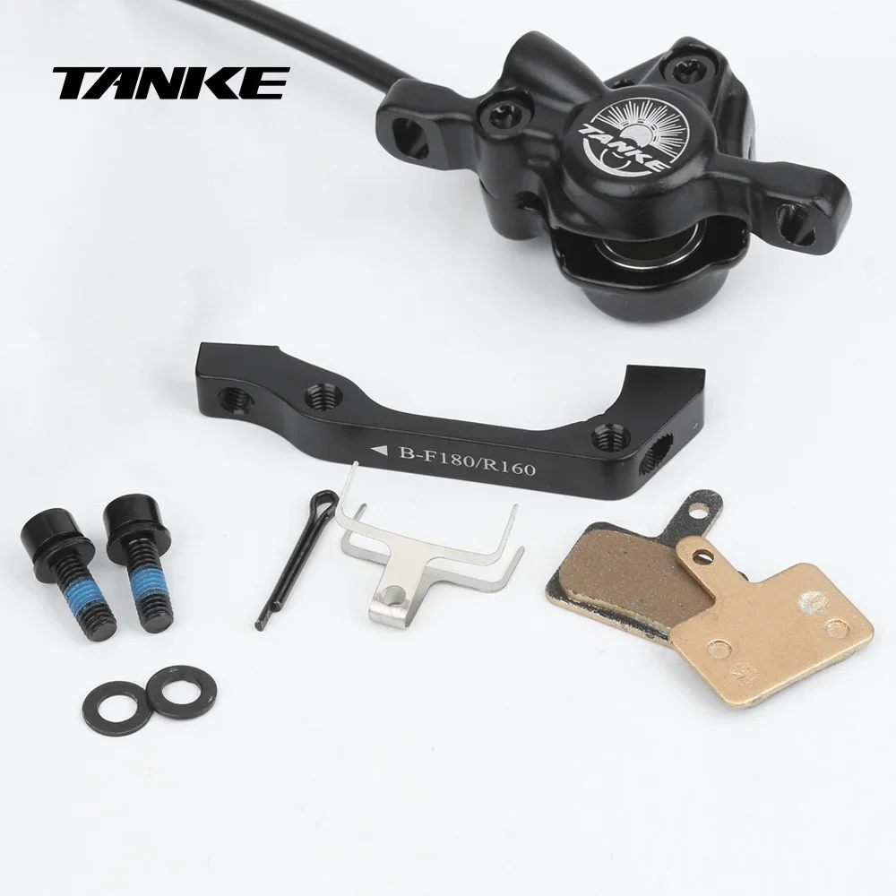 Mountain Bike Disc Brake TANKE MTB Hydraulic 2Piston Lightweight XC Trail Calipers Original Metal Pads Oil Pressure Rotor handlebar short grip