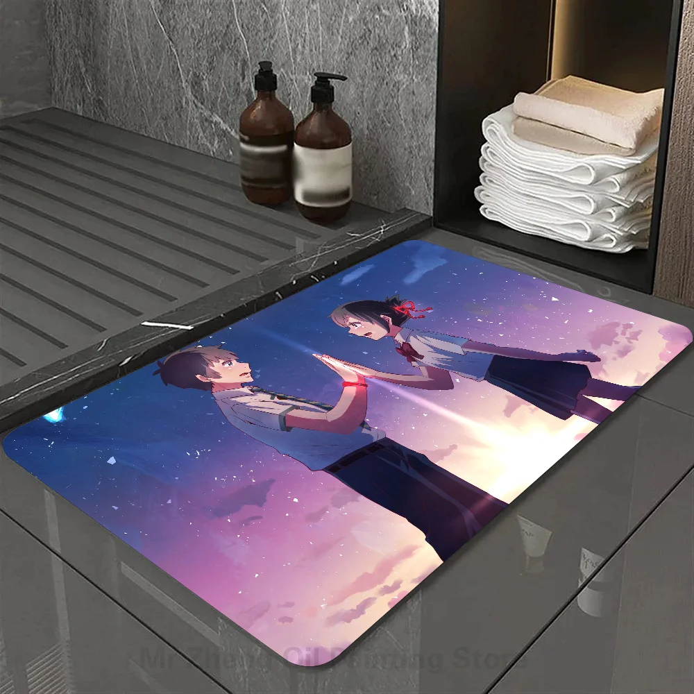 1pc Anime Your Name Bathroom Absorbent Mats Anti-Slip Mats Home Decor Supplies Carpets Home Kitchen Floor Mats 6