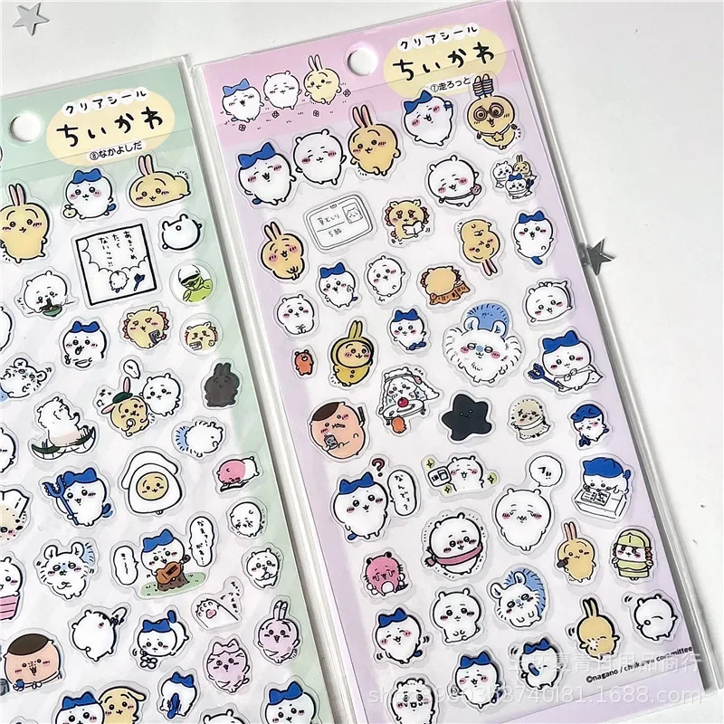 Super Cute Cartoon Stickers Kawaii Notebook Ledger Decoration Stickers Chiikawa Hachiware Usagi Cross Dressing,anime stickers