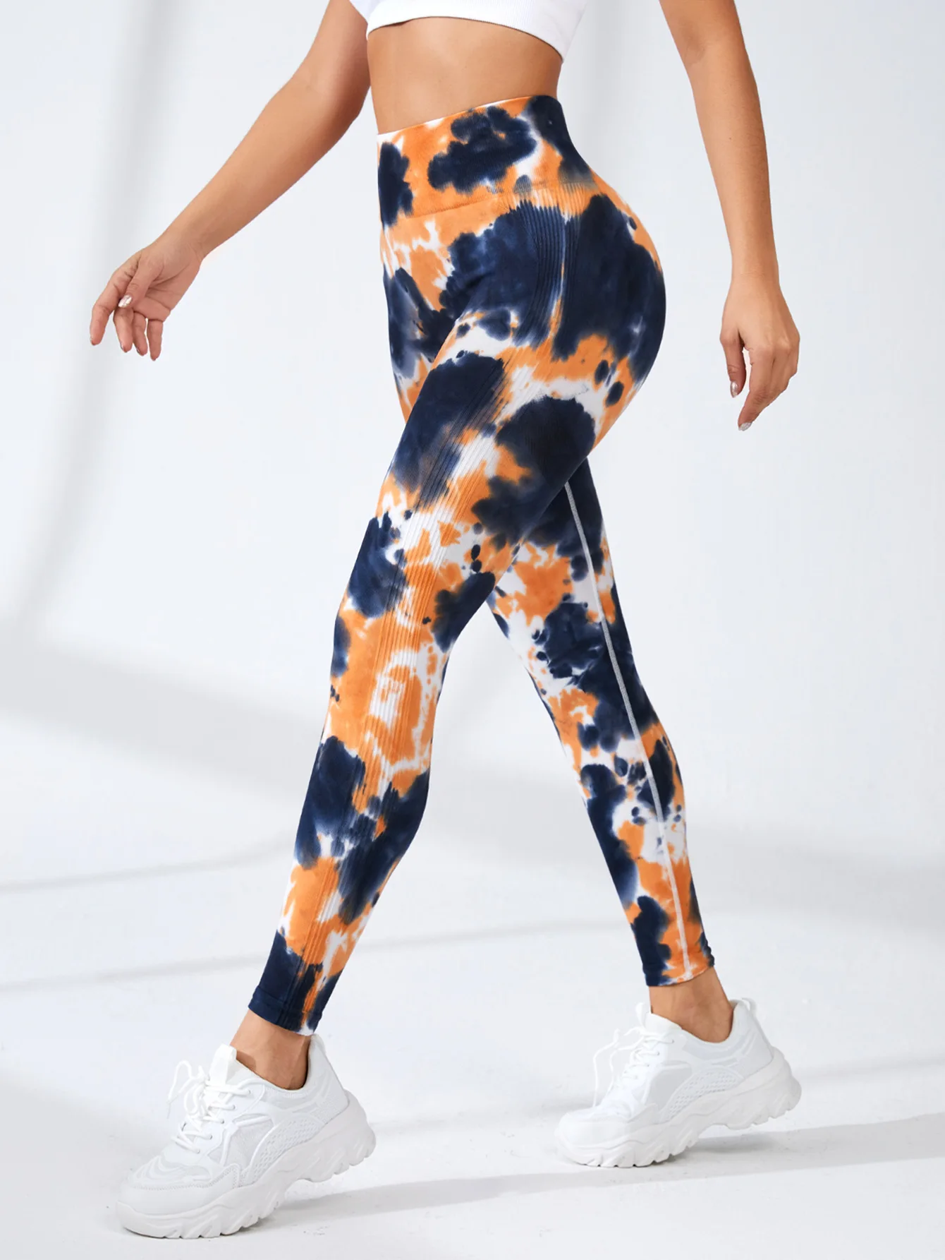Nahtlose Leggings Weibliche Tie Dye Fitness Hosen Hohe Taille Hüfte Heben Enge Outdoor Training Laufen Elastische Dünne Yoga Leggings – Detail 5