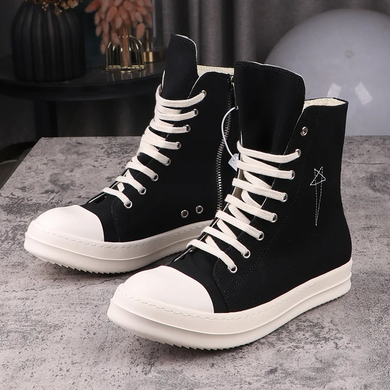 Fashion Men's Casual Shoes Canvas Shoes for Woman Pentagram Embroidery Design Women's Sneakers Lace-up Men's Sneakers 5