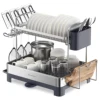 SONGMICS Dish Drying Rack - 2 Tier Dish Rack for Kitchen Counter with Rotatable and Extendable Drain Spout 1