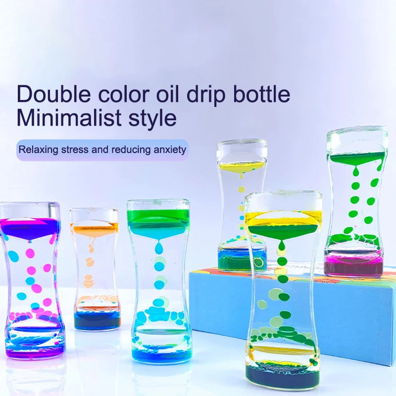 Sand Timer Liquid Hourglass Timer Colored Hourglass 1PC Liquid Milk Color Oil Drop Timer Movement Sensory Toys Stress Relief Props Home Office Desktop Decor