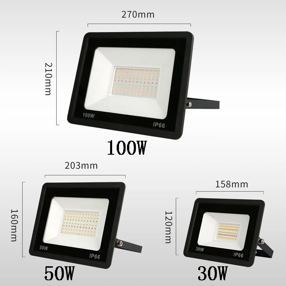 LED RGB 투광 조명 스마트 반사판 30W 50W 100W 방수 야외 스포트라이트 벽 조명 Tuya WIFI 제어 프로젝터 정원