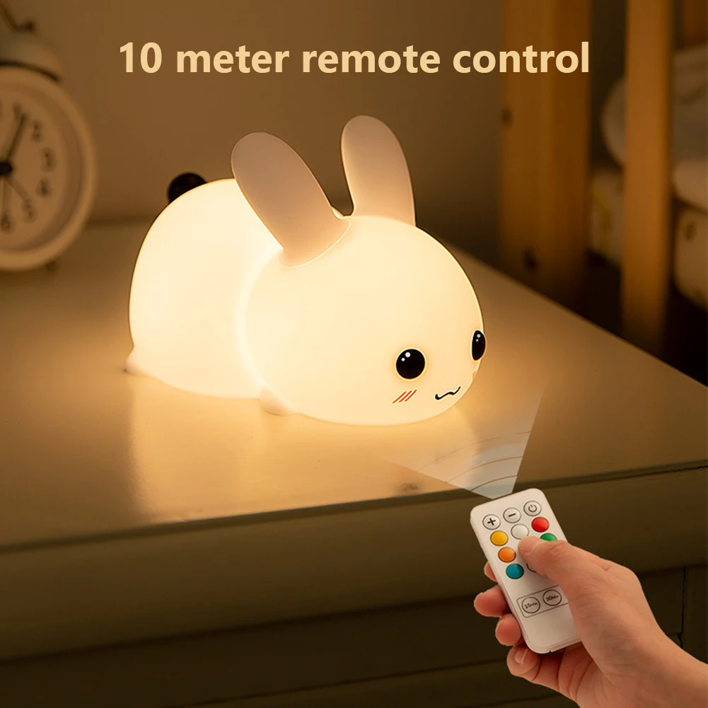 

Bunny Night Lights For Kids Dual Color USB Rechargeable Remote Control Touch Bedside Lamp Cute Stuff Gifts For Baby Nursery